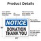 Signmission Donation Thank You, 24 in W x Rectangle, Aluminum OS-2PACK-NS-A-1824-L-11458 - alternate 4